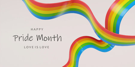3d Waving rainbow LGBT flag or transparent background, Symbol of LGBT gay pride. 3d rendering illustration.の写真素材