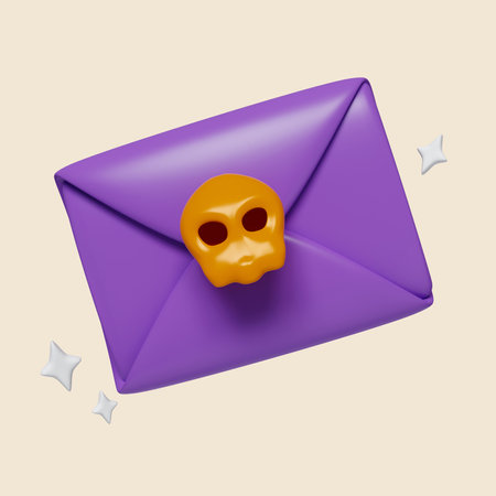 3d Halloween death letter icon. Traditional element of decor for Halloween. icon isolated on gray background. 3d rendering illustration. Clipping path.の写真素材