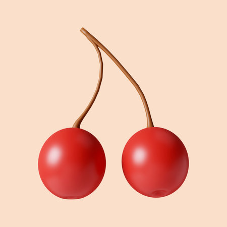 3d Autumn cherry. Golden fall. Season decoration. icon isolated on gray background. 3d rendering...