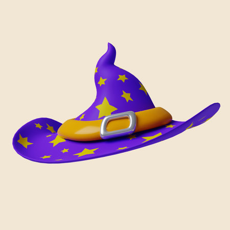 3d Halloween hat icon. Traditional element of decor for Halloween. icon isolated on gray background. 3d rendering illustration. Clipping path.の写真素材