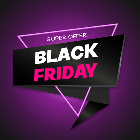 Black Friday super offer promotional banner. Vector illustrations.のイラスト素材