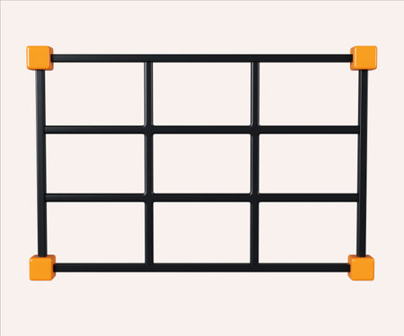 Modern Black Grid with Orange Accents Design 3D Render
