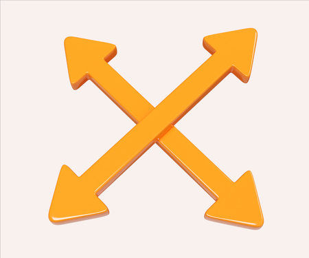 Vibrant Orange Crossed Arrows Symbol Design 3D Renderの写真素材