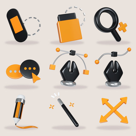 Vibrant Graphic Design Toolkit Icons for Creative Projects 3D Renderの写真素材