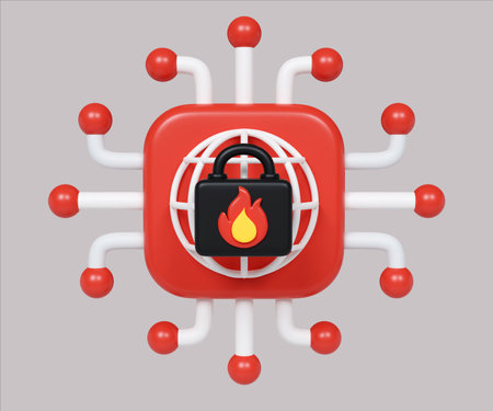 Network Security and Firewall Protection 3D Render.の写真素材