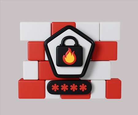 Firewall Security and Encryption Concept 3D Renderの写真素材