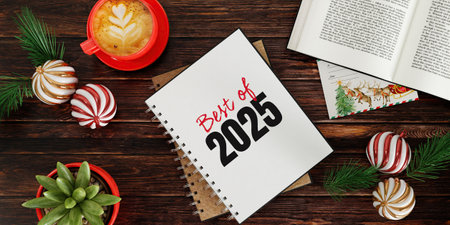 Smartphone mockup with Christmas gifts and ornaments, 3D renderの写真素材