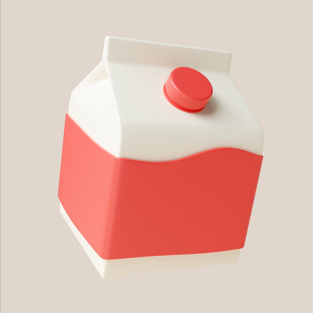 Stylish pink and white milk carton design with round cap 3D render illustrationの写真素材