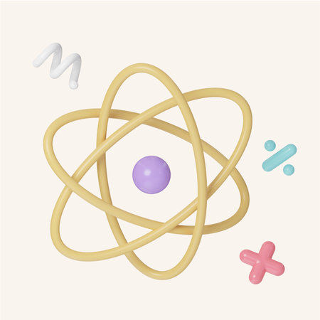 tomic Model and Science Education Education 3d icons, Back to school ,3d rendering illustration.の写真素材