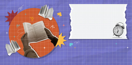 Back to school concept showcasing reading and learning tools. Vector illustrationのイラスト素材