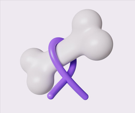 Bone Cancer Awareness. World Cancer Day concept, February 4. Raise awareness, prevention, detection, treatment. Icon design 3d illustrationの写真素材
