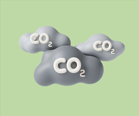 Eco CO2 cloud representation in whimsical style. 3D render illustrationの写真素材