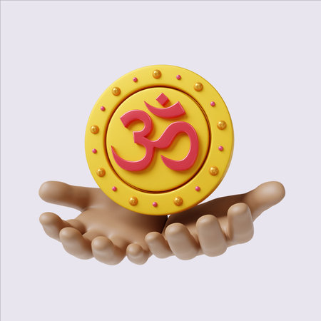 Diwali coin symbol representing prosperity and good fortune. 3D render illustration