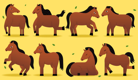 Celebration of horses in playful and cheerful design. Vector illustrationのイラスト素材