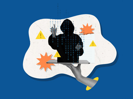 Cybersecurity focus on data threats and protective measures in the digital environment. Vector illustrationのイラスト素材