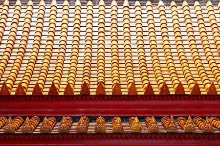 Buddha image on temple roof tilesの写真素材