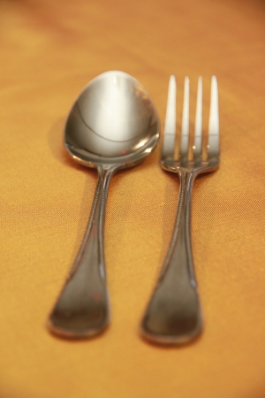 Spoon and fork to eat の写真素材