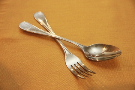 Spoon and fork to eat の写真素材