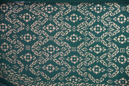 Green Pattern Thailand Thai art on a window shutter in a templeの写真素材