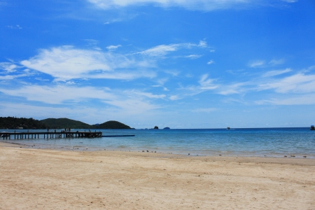 Seaside in Bright blue skyの写真素材