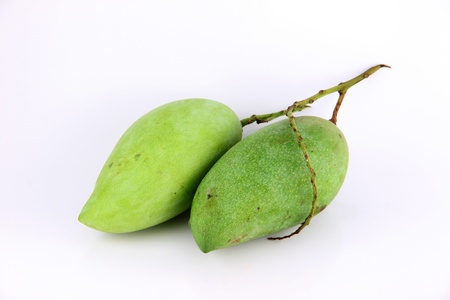 The Ripe mangoes are in the yellow color,on white Background.の写真素材