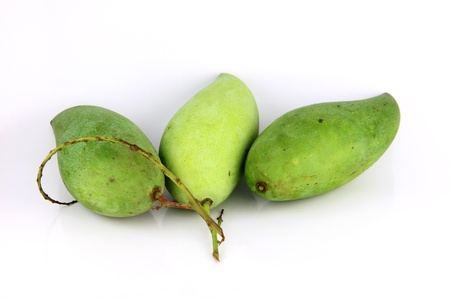 The Ripe mangoes are in the yellow color,on white Background.の写真素材