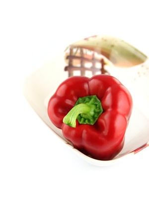 Focus The Red Bell peppers on white Background.の写真素材