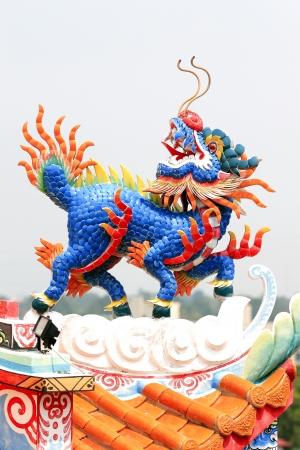 Chinese dragon statue in a temple,Chinese sculpture in Thailand.の写真素材