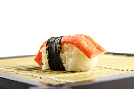 The Crab Sushi on the dish in side viewed.の写真素材