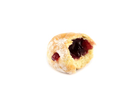 Blueberry donuts and bite on the white background.の写真素材