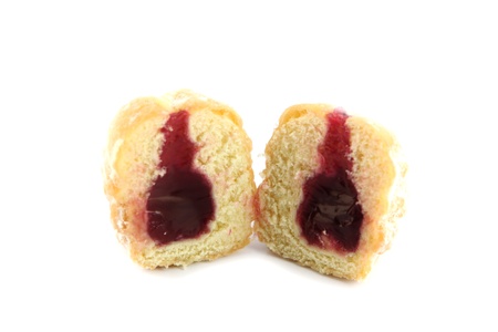 Zoom Blueberry donuts on the white background.の写真素材