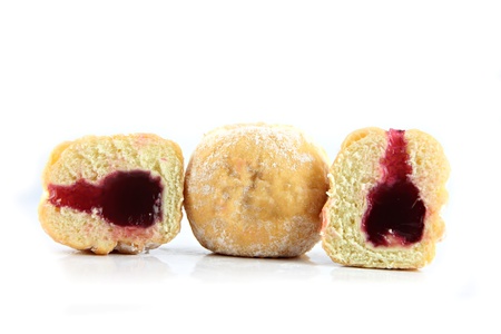 Zoom Blueberry donuts on the white background.の写真素材