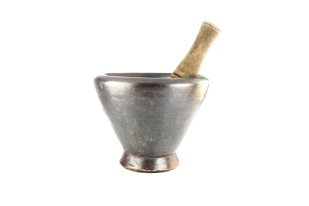 The Mortar and pestle on white background.の写真素材