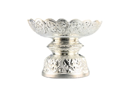 The Silver bowl on the white background の写真素材