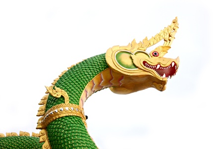 The Serpent Statue in the temple on the white background.の写真素材