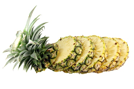 Pineapple Fruit slices on white background.