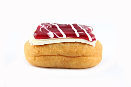 Closeup Red Sushi Donuts on white background.
