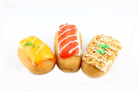 Closeup Mix Sushi Donuts on white background.