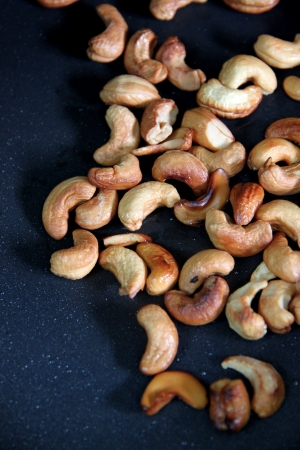 Closeup Picture Roasted cashews in the pan.の写真素材