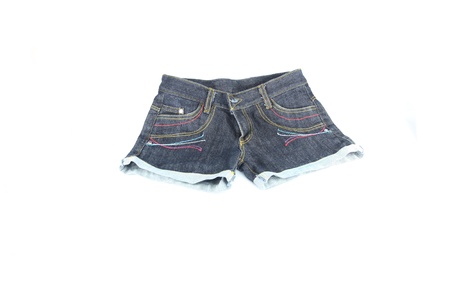 closeup the Jeans shorts on white background の写真素材