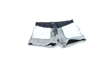 closeup the closeup the Jeans inside out on white background.