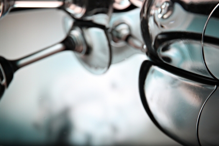 Closeup Pictures Reflection of the glass in the basin.の写真素材