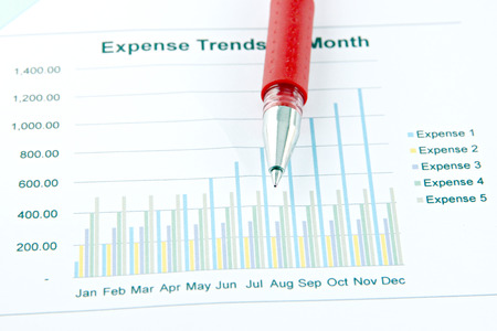 Closeup Picture Red Pen on the Business graph の写真素材