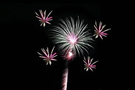 Variety of colors Fireworks or firecracker in the darkness 