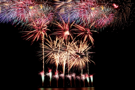 Variety of colors Fireworks or firecracker in the darkness.の写真素材