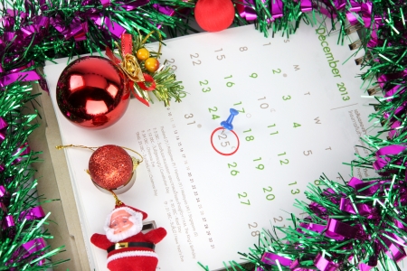 Calendar and Equipment ideas of Christmas day.の写真素材