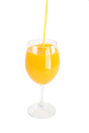 Glass with oranges juice isolated on white background.の写真素材