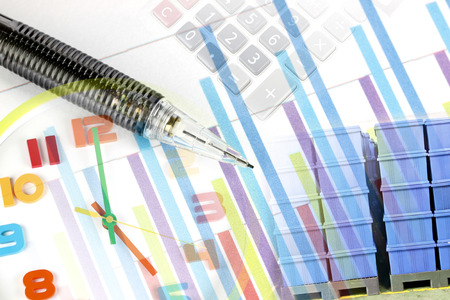 Closeup Mechanical pencil point to bar graph.の写真素材