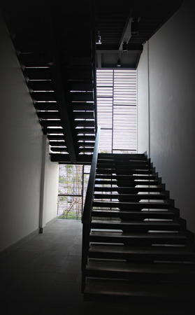Stairs made ââof black wood in the interior.の写真素材
