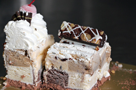 vanilla and chocolate of ice cream cake.